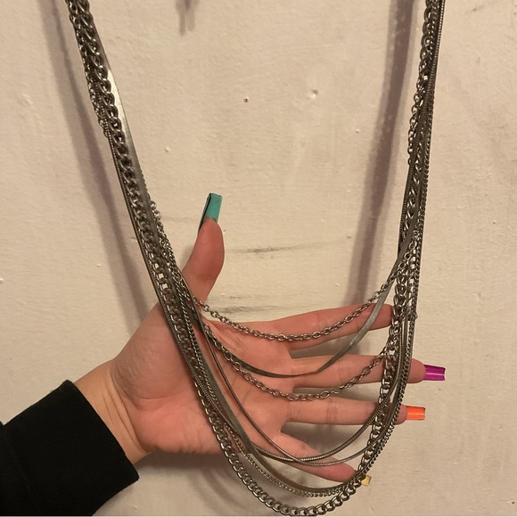 Silver Multi- Chain Necklace - Picture 4 of 5